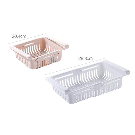 Telescopic Refrigerator Storage Basket, Drawer Storage Rack, Freshness Preservation Box, Freezing Box Storage Organizer.
