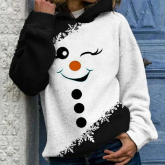 Urban Casual Printed Hooded Pullover Sweater for Women
