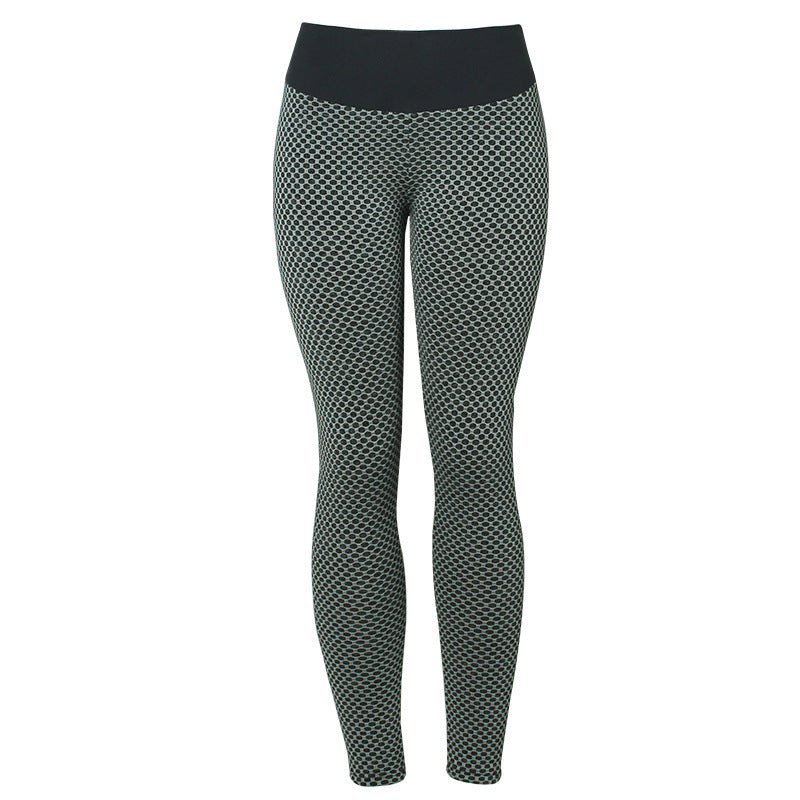 Plaid seamless high-waist yoga leggings for women, perfect for fitness, breathable, and ideal for gym workouts.