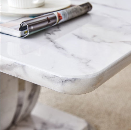 Modern Minimalist Grey Marble Pattern Sticker Pattern MDF Rectangular Coffee Table. Add A Tranquil and Comfortable Atmosphere to Your Home. MDF Coffee Table, Grey Marble Pattern Sticker, Side Table.