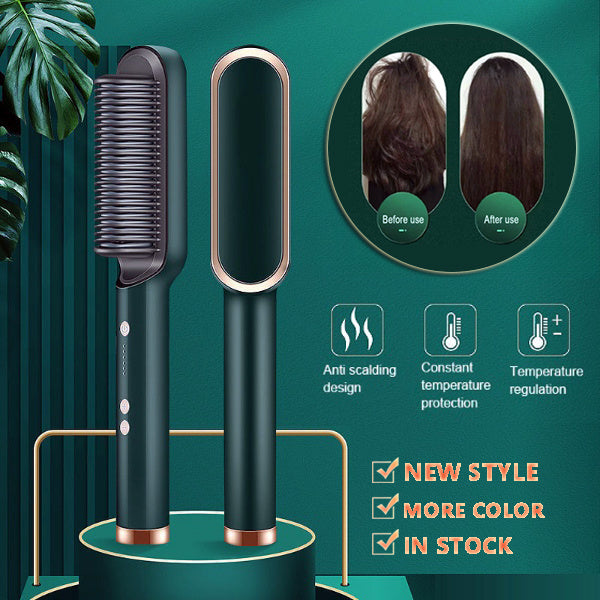New 2 In 1 Hair Straightener Hot Comb Negative Ion Curling Tong Dual-purpose Electric Hairbrush
