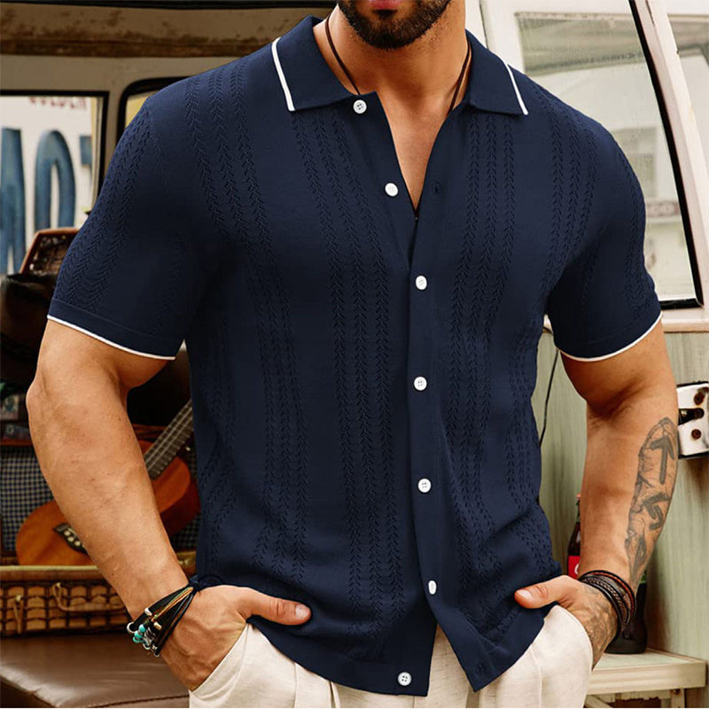 Short-sleeved Polo Shirt Summer Button Lapel Top Fashion Businessmen's Clothing