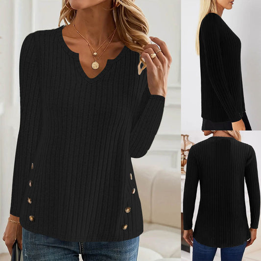 Casual Knitted Button Sweater in a Simple Solid Color