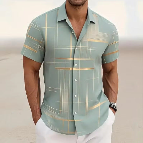 Men's casual button-down shirt, perfect for outdoor activities and vacation style.