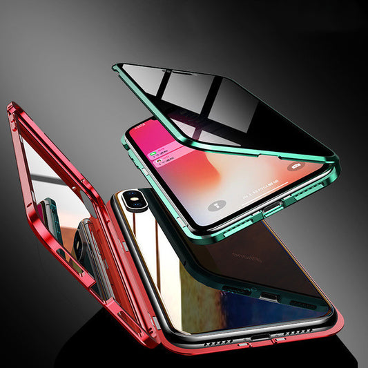 Anti-peep Magnetic Protective Phone Case with Privacy Glass and Magnetic Shell.
