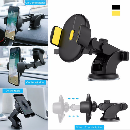 Long Rod Telescopic Car Phone Holder with Suction Cup for Dashboard Use