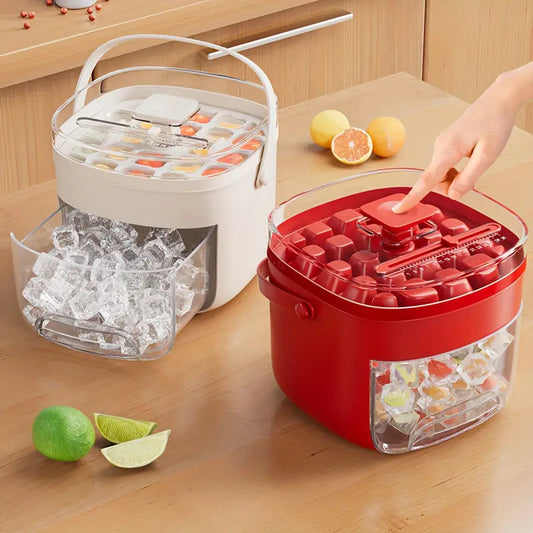 Press-type convenient outdoor portable ice tray, large-capacity ice bucket, 48 extra-large ice maker, food-grade plastic storage tray, essential kitchen gadget.