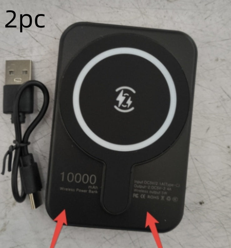 Mini Fast-Charging Magnetic Wireless Power Bank, 5000mAh, Portable.