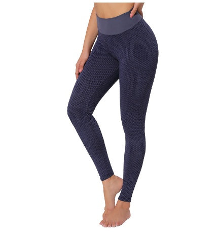 Plaid seamless high-waist yoga leggings for women, perfect for fitness, breathable, and ideal for gym workouts.