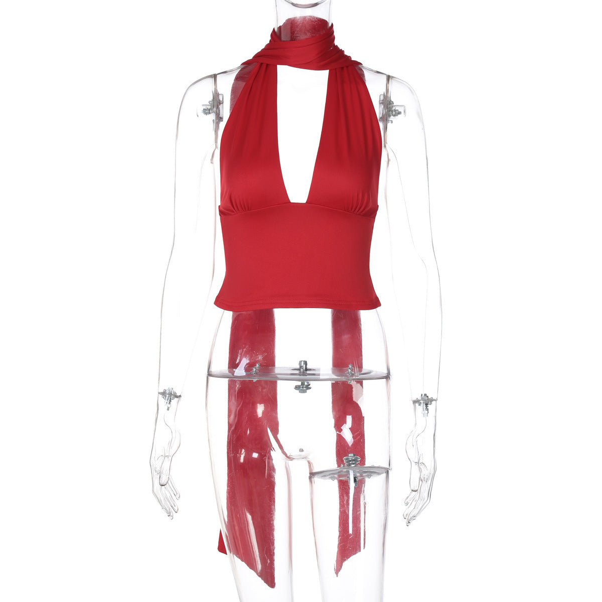 Deep V-neck halter tops are a trendy summer fashion choice, capturing the Y2K aesthetic with their sleeveless design and stylish appeal for women's clothing.