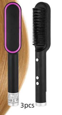 New 2 In 1 Hair Straightener Hot Comb Negative Ion Curling Tong Dual-purpose Electric Hairbrush
