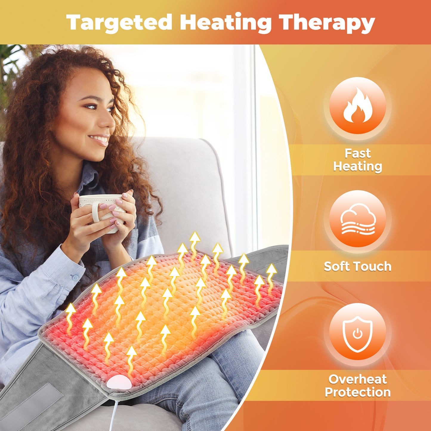Heated Back Support Belt with Adjustable Temperature, Waist Brace for Warmth, Abdomen Warmer, and Lumbar Support Pad.