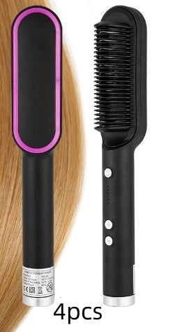 New 2 In 1 Hair Straightener Hot Comb Negative Ion Curling Tong Dual-purpose Electric Hairbrush