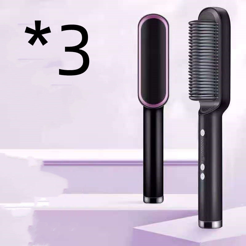 New 2 In 1 Hair Straightener Hot Comb Negative Ion Curling Tong Dual-purpose Electric Hairbrush
