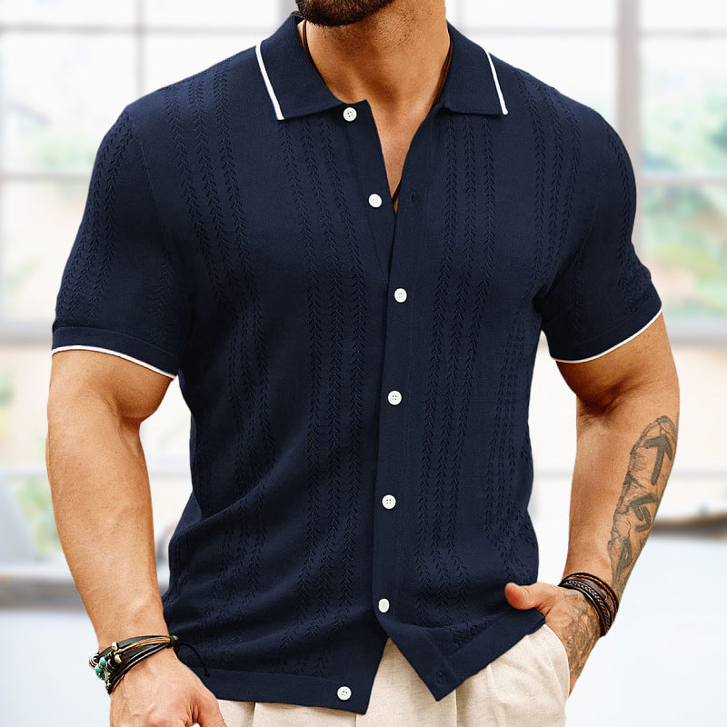 Short-sleeved Polo Shirt Summer Button Lapel Top Fashion Businessmen's Clothing
