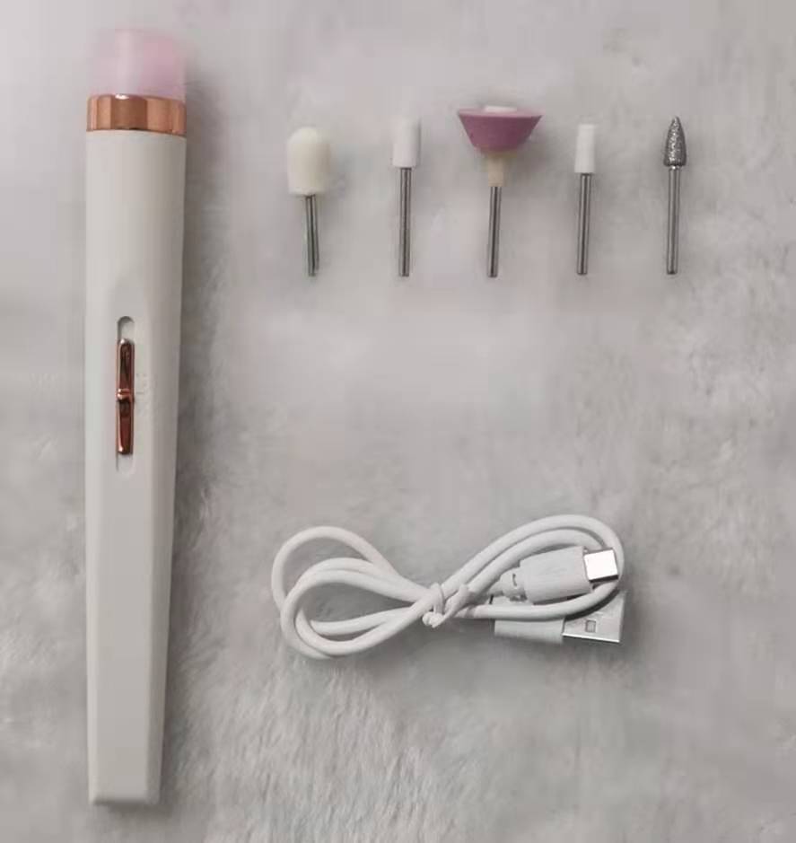 5in1 Manicure Machine Set Electric Nail Drill Polisher Cordless USB Rechargeable with LED Cutters Mill for Manicure Pedicure Accessor