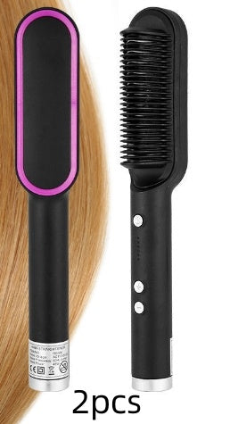 New 2 In 1 Hair Straightener Hot Comb Negative Ion Curling Tong Dual-purpose Electric Hairbrush