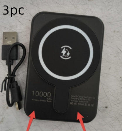 Mini Fast-Charging Magnetic Wireless Power Bank, 5000mAh, Portable.