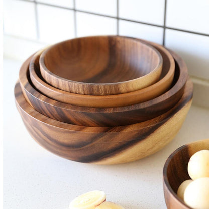 Kitchen natural wooden bowl, perfect for household use as a fruit bowl or salad bowl. Suitable for home or restaurant, this food container is made from wooden utensils.