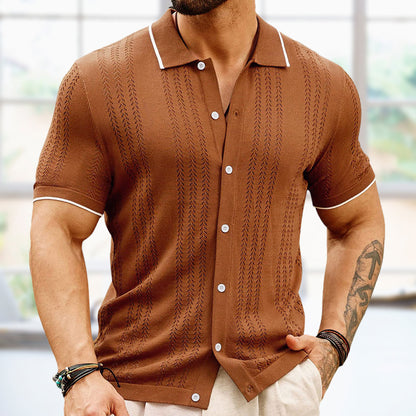 Short-sleeved Polo Shirt Summer Button Lapel Top Fashion Businessmen's Clothing
