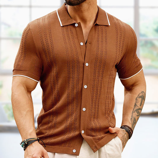 Short-sleeved Polo Shirt Summer Button Lapel Top Fashion Businessmen's Clothing