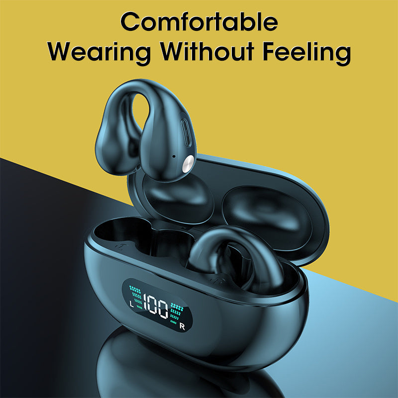 Bone Conduction Headphones, TWS Earbuds, Ear Clip, Bluetooth 5.3 Touch Wireless Earphones, In-Ear Bass Hi-Fi Sports Headset.