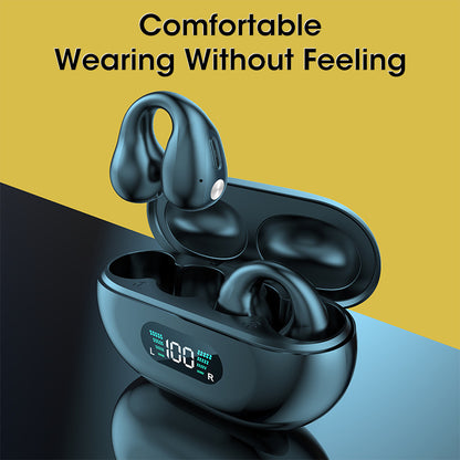 Bone Conduction Headphones, TWS Earbuds, Ear Clip, Bluetooth 5.3 Touch Wireless Earphones, In-Ear Bass Hi-Fi Sports Headset.