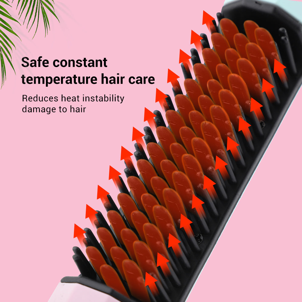 Rechargeable Wireless Hair Straightener and Curler with Straightening Comb. Curling Straighten Dual-purpose Travel Portable USB Charging