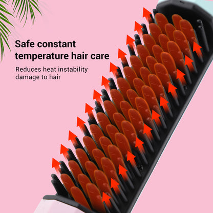 Rechargeable Wireless Hair Straightener and Curler with Straightening Comb. Curling Straighten Dual-purpose Travel Portable USB Charging