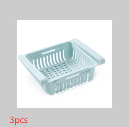 Telescopic Refrigerator Storage Basket, Drawer Storage Rack, Freshness Preservation Box, Freezing Box Storage Organizer.