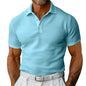 Waffle Short Sleeve Polo Shirt Men's Fashion Summer Lapel Tops