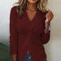 Knitwear fashion long-sleeve sweater in a solid color, perfect for women.