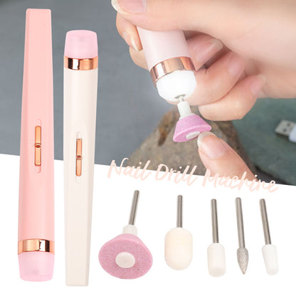 5in1 Manicure Machine Set Electric Nail Drill Polisher Cordless USB Rechargeable with LED Cutters Mill for Manicure Pedicure Accessor