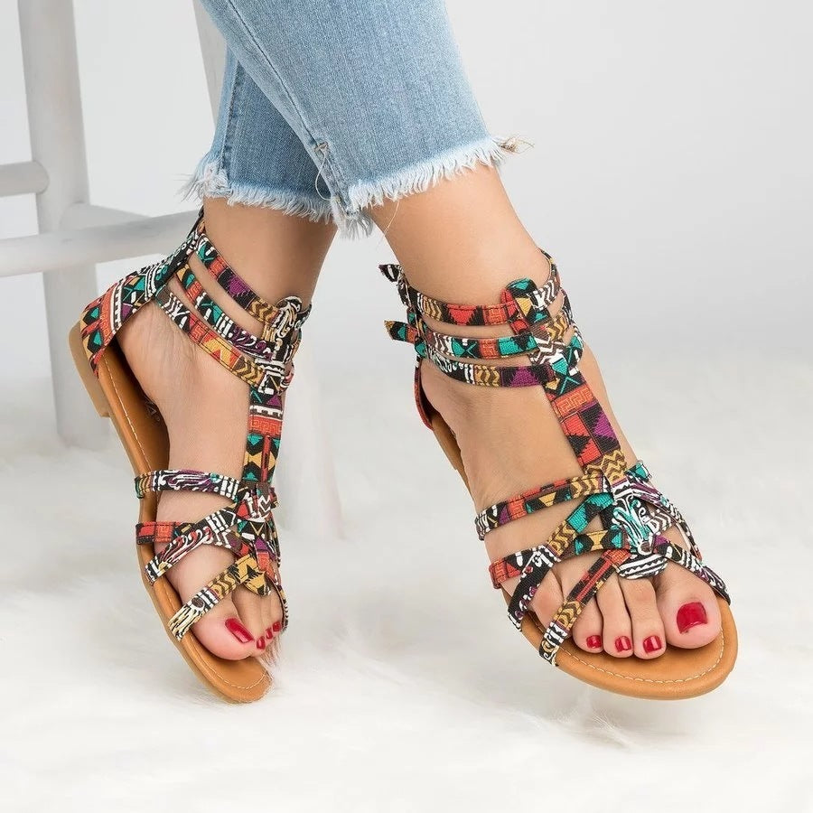Colorful Lace Roman Plus Size Sandals