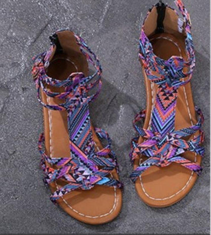 Colorful Lace Roman Plus Size Sandals