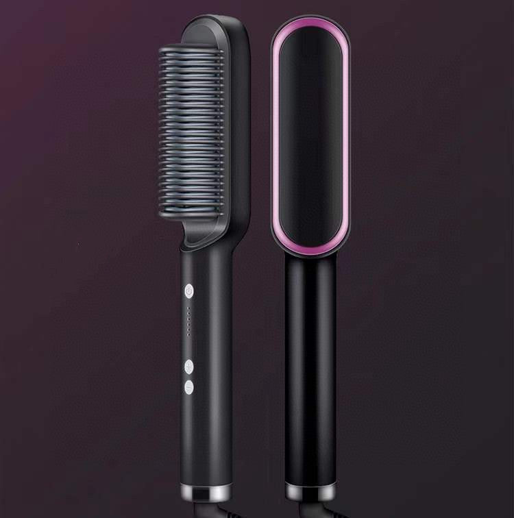 New 2 In 1 Hair Straightener Hot Comb Negative Ion Curling Tong Dual-purpose Electric Hairbrush