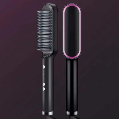 New 2 In 1 Hair Straightener Hot Comb Negative Ion Curling Tong Dual-purpose Electric Hairbrush