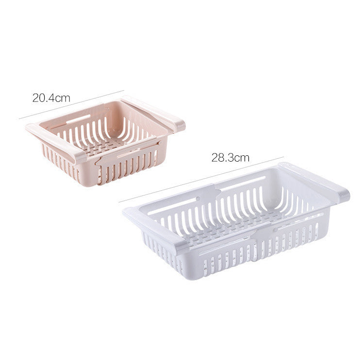 Telescopic Refrigerator Storage Basket, Drawer Storage Rack, Freshness Preservation Box, Freezing Box Storage Organizer.