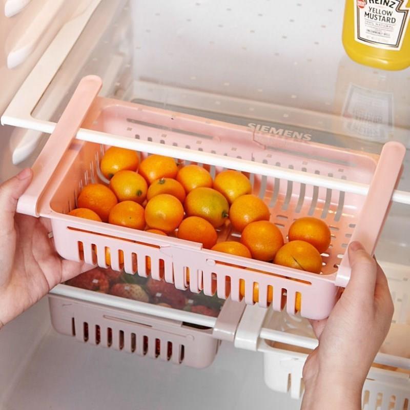 Telescopic Refrigerator Storage Basket, Drawer Storage Rack, Freshness Preservation Box, Freezing Box Storage Organizer.