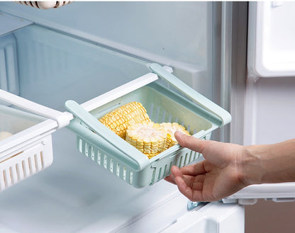 Telescopic Refrigerator Storage Basket, Drawer Storage Rack, Freshness Preservation Box, Freezing Box Storage Organizer.