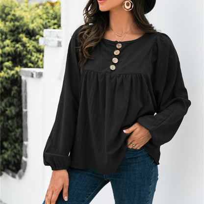 New Loose Button-Up Top for Women - Perfect for Autumn!
