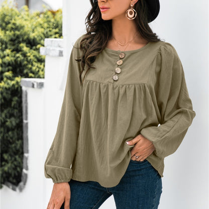 New Loose Button-Up Top for Women - Perfect for Autumn!