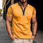 Fashionable short-sleeved polo shirts with a summer vibe, featuring buttoned V-neck designs, perfect for men's casual clothing.