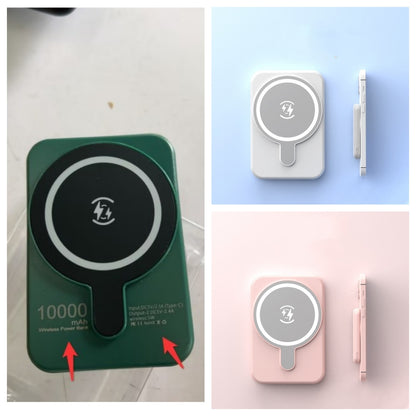 Mini Fast-Charging Magnetic Wireless Power Bank, 5000mAh, Portable.