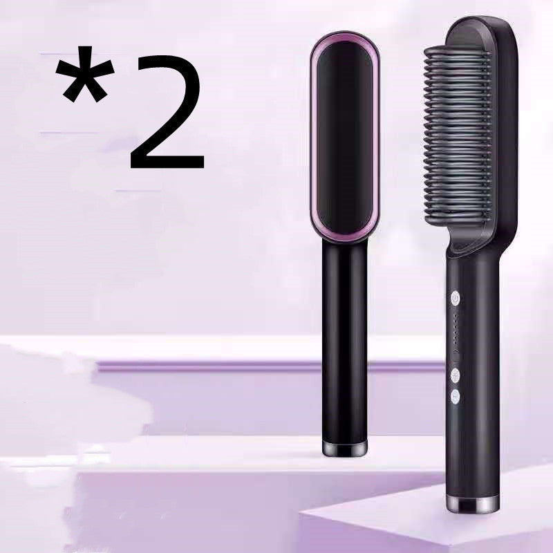 New 2 In 1 Hair Straightener Hot Comb Negative Ion Curling Tong Dual-purpose Electric Hairbrush