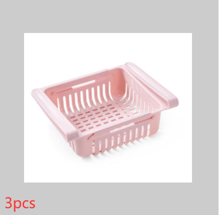 Telescopic Refrigerator Storage Basket, Drawer Storage Rack, Freshness Preservation Box, Freezing Box Storage Organizer.