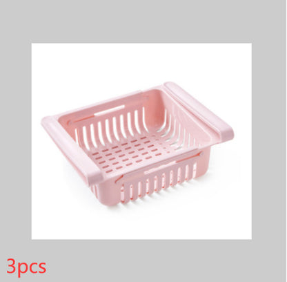 Telescopic Refrigerator Storage Basket, Drawer Storage Rack, Freshness Preservation Box, Freezing Box Storage Organizer.