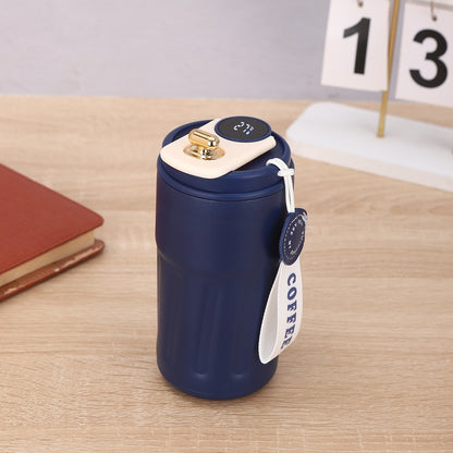 Smart digital thermal bottle, portable coffee mug, stainless steel water bottle, in-car insulated cup, keeps drinks cold, vacuum flask, 450ml.