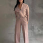 Women's Sports Suit with Zipper Jacket and Wide-Leg Pants Two-Piece Set