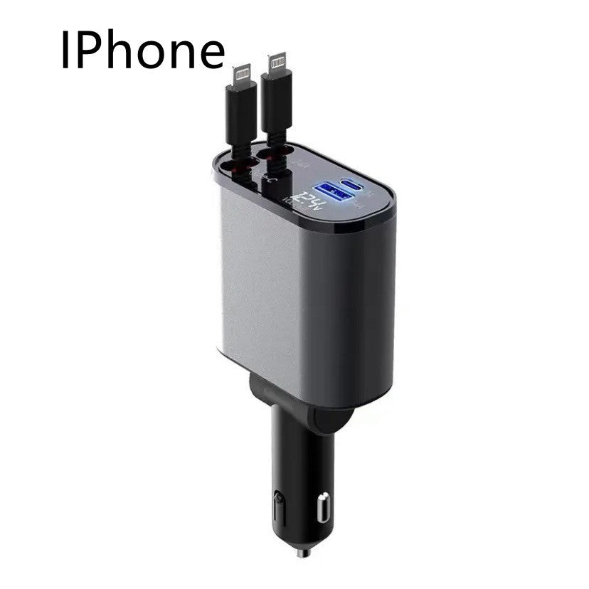 Metal Car Charger 100W Super-Fast Charging Car Cigarette Lighter USB And TYPE-C Adapter